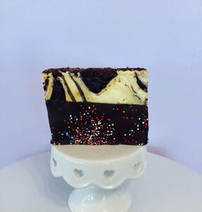 Chocolate Dipped Cream Cheese Brownie